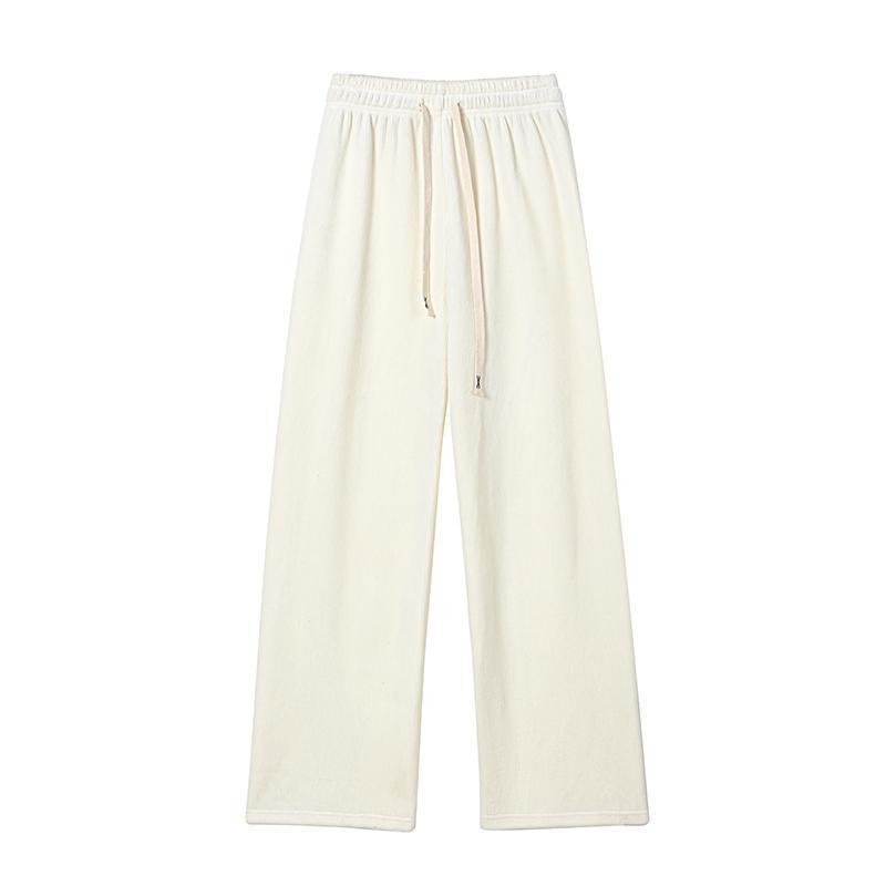 Women's High-Waisted Black Fleece-Lined Floor-Length Pants - 145cm, Straight-Leg/Narrow/Wide-Leg, Autumn/Winter, Petite 150
