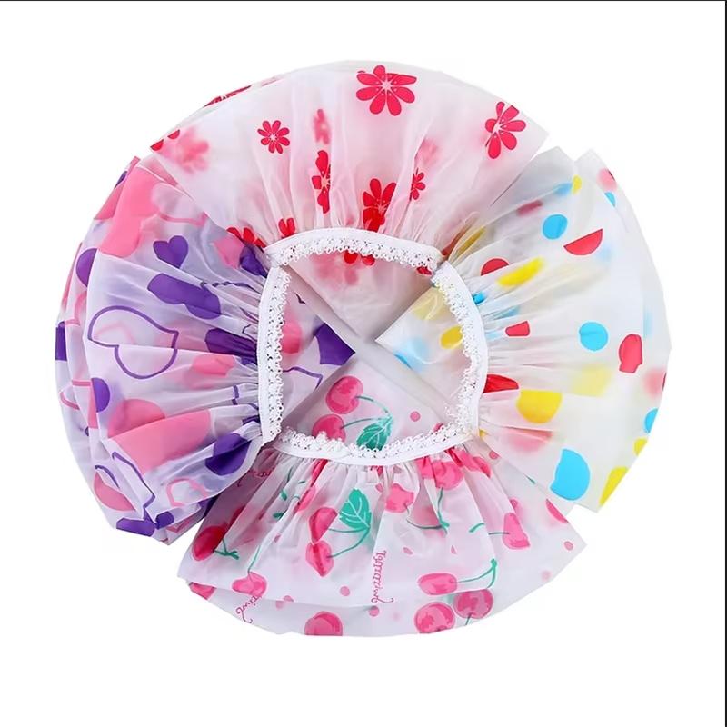 5 Pieces/Lot Shower Cap Translucent Elasticity Women's Household Shower Cap Waterproof Plastic Shower Cap Durable Random Color