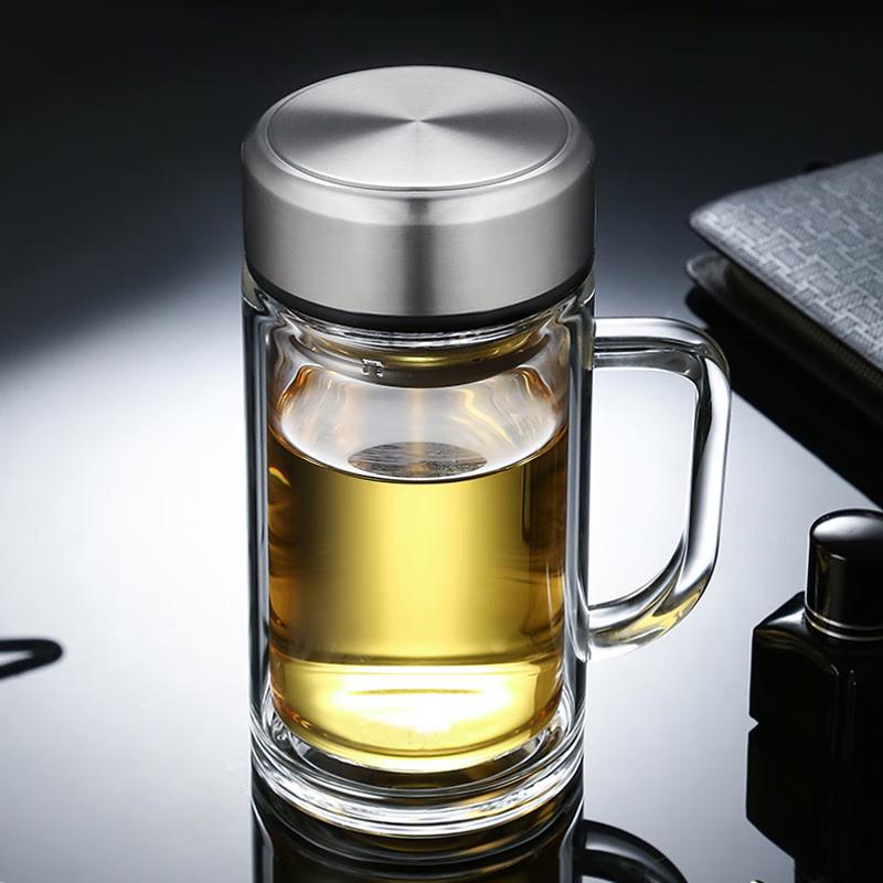 FUGUANG BESTJOY Double-Layer Glass Tea Mug with Handle and Filter