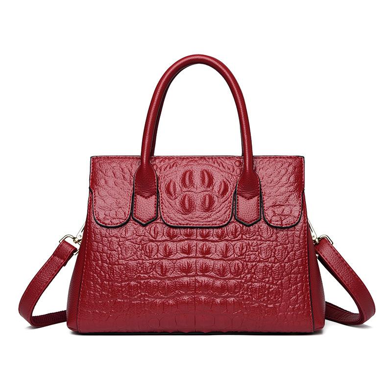 Crocodile Pattern Women's Bag New Korean Style Fashion Large Capacity Handbag Middle-aged Mother Crossbody Bag Tote Bag