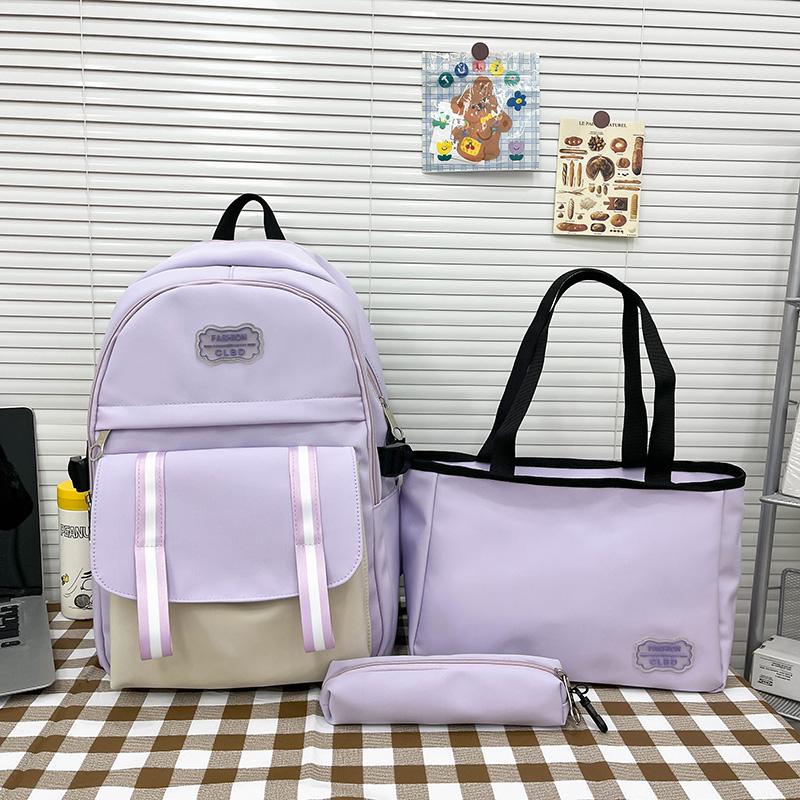 Three-Piece Backpack Set Student Schoolbag Shoulder Bag Female Large Capacity Backpack with Pen Bag