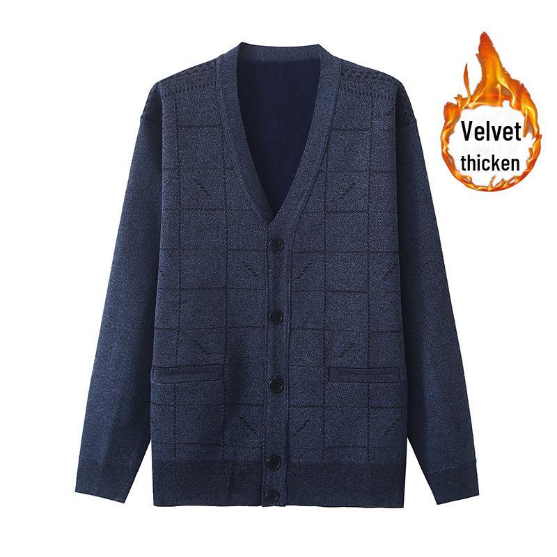 Herren Frühling und Herbst Plus Samt Strickjacke für Mittelalte und Ältere