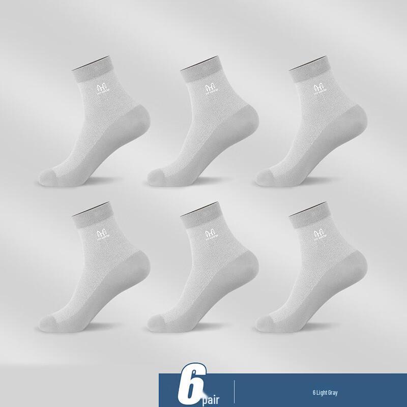 Hengyuanxiang Men s Breathable Mesh Mid-Calf Business Socks