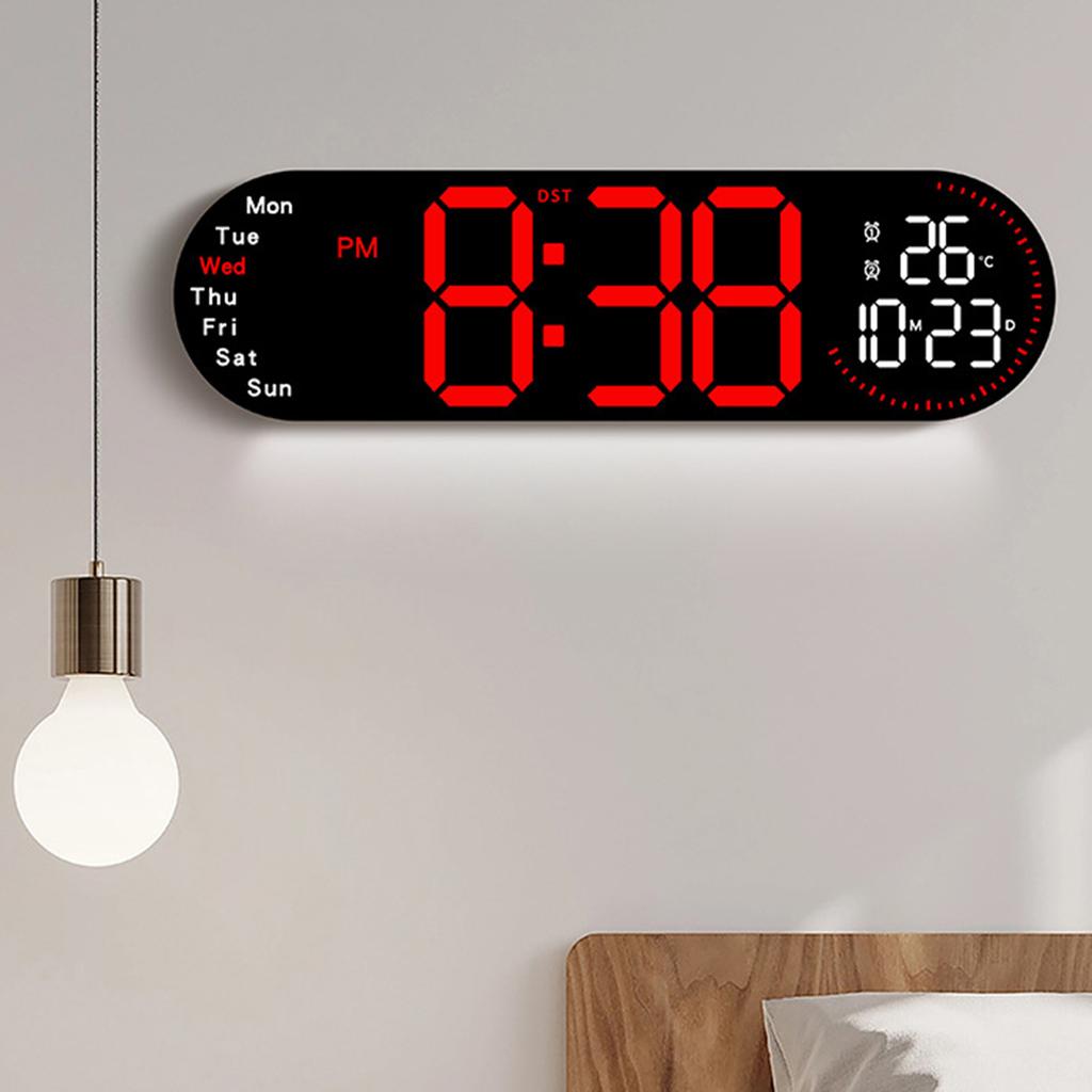 LED Digital Clock Wall &Desk Mount Alarms Clock with Adjustable Brightness &Volume 12/24Hour Display For Home Office