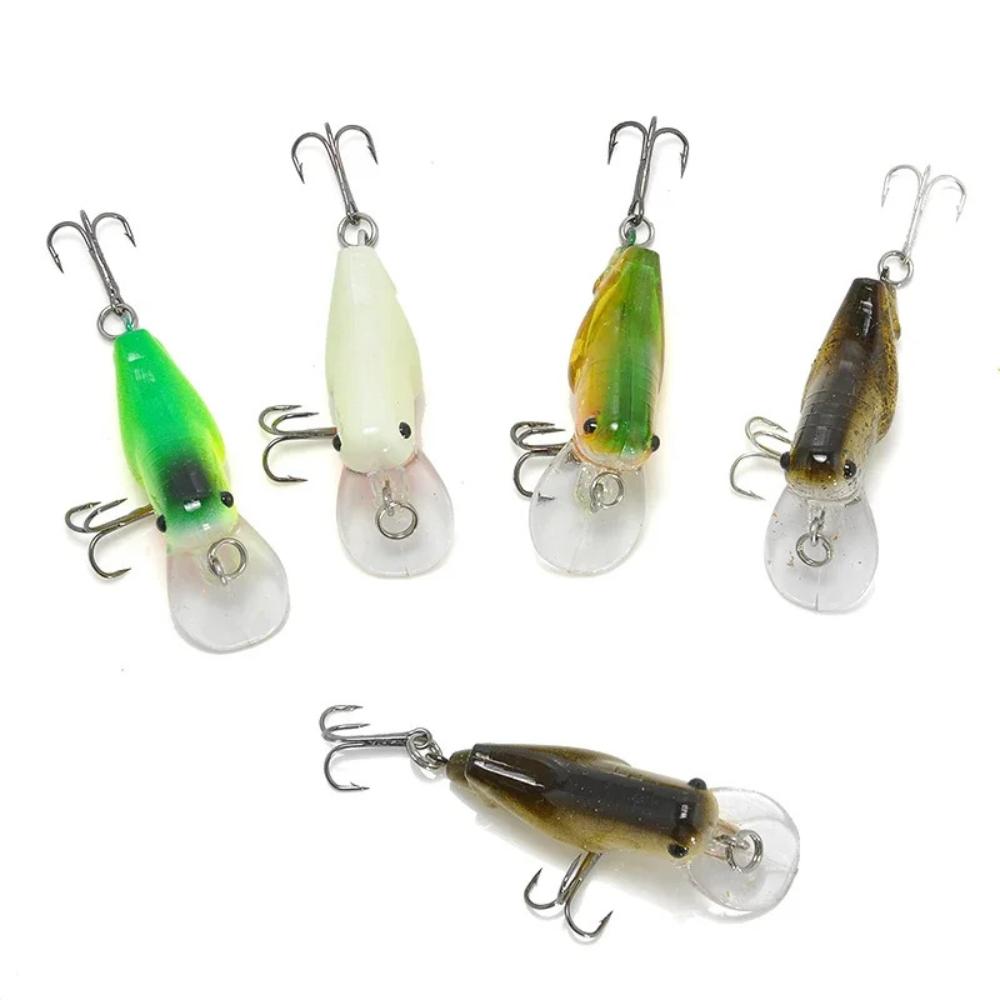 1Pc 4.5cm Double Hook Grasshopper Insect Shape Fishing Lures Hard Fake Bait Realistic Insect Baits Wholesale