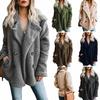 Platform Autumn New Arrivals Women's Plush Button-Down Coat Top