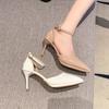 High Heels 2025 New Pointed Buckle Fashion Stiletto Sandals Outdoor Formal High Heels Women's Plus Size Banquet Party