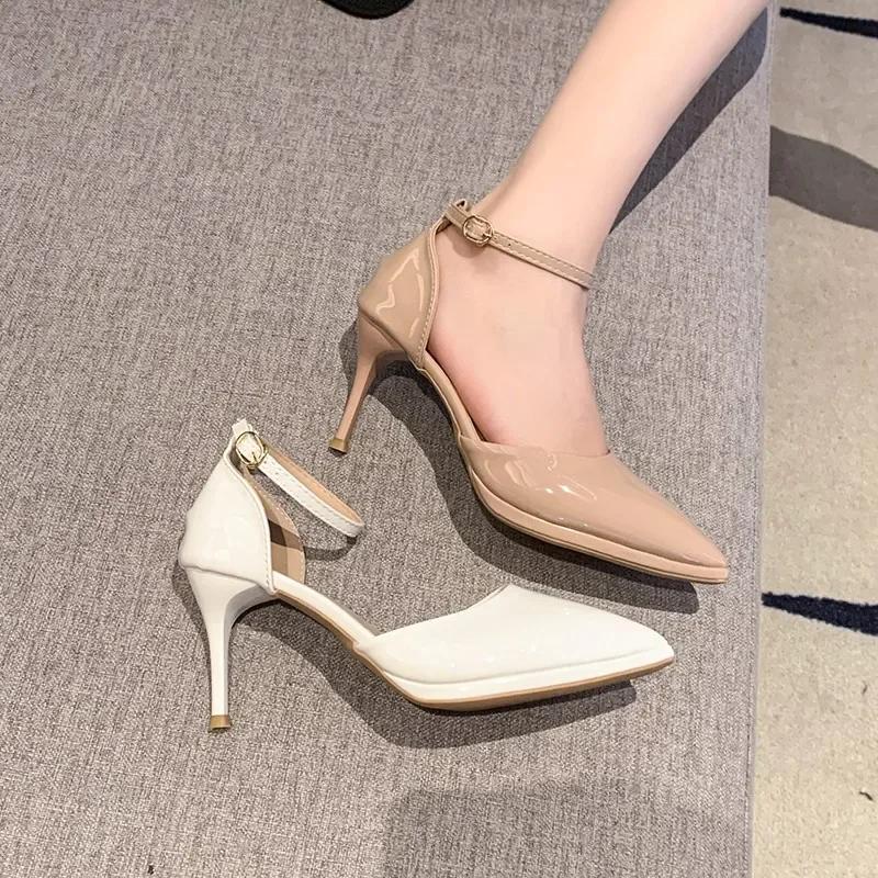 High Heels 2025 New Pointed Buckle Fashion Stiletto Sandals Outdoor Formal High Heels Women's Plus Size Banquet Party