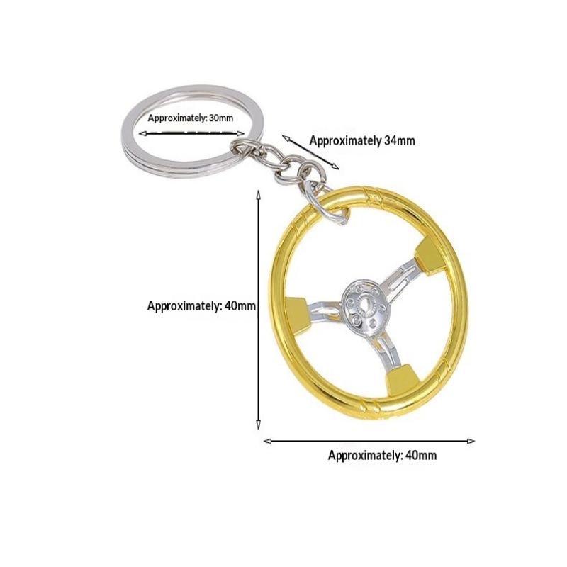 Mini Steering Wheel Keychain Bright Metallic Finish Wear Proof Key Pendant for Boyfriends Birthday Surprise Gift