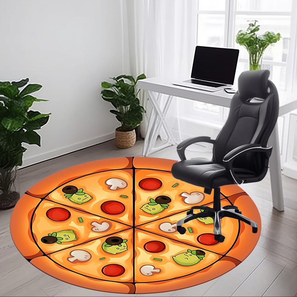 1pc Pizza Slice Office Round Area Rug, Under Office Chairs Bedroom Living Room Home Decor, Room Deco, Available in Various Sizes