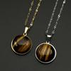 Natural Tiger Eye Stone Pendant On Stainless Steel Chain for Men and Women Everyday Wear