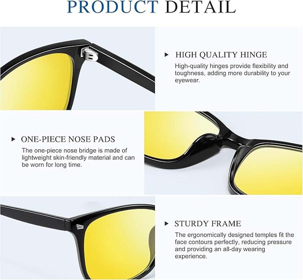 Night Driving Glasses for Men and Women - Polarized Night Vision Glasses, Anti-Glare Night Driving Glasses, Yellow Lenses