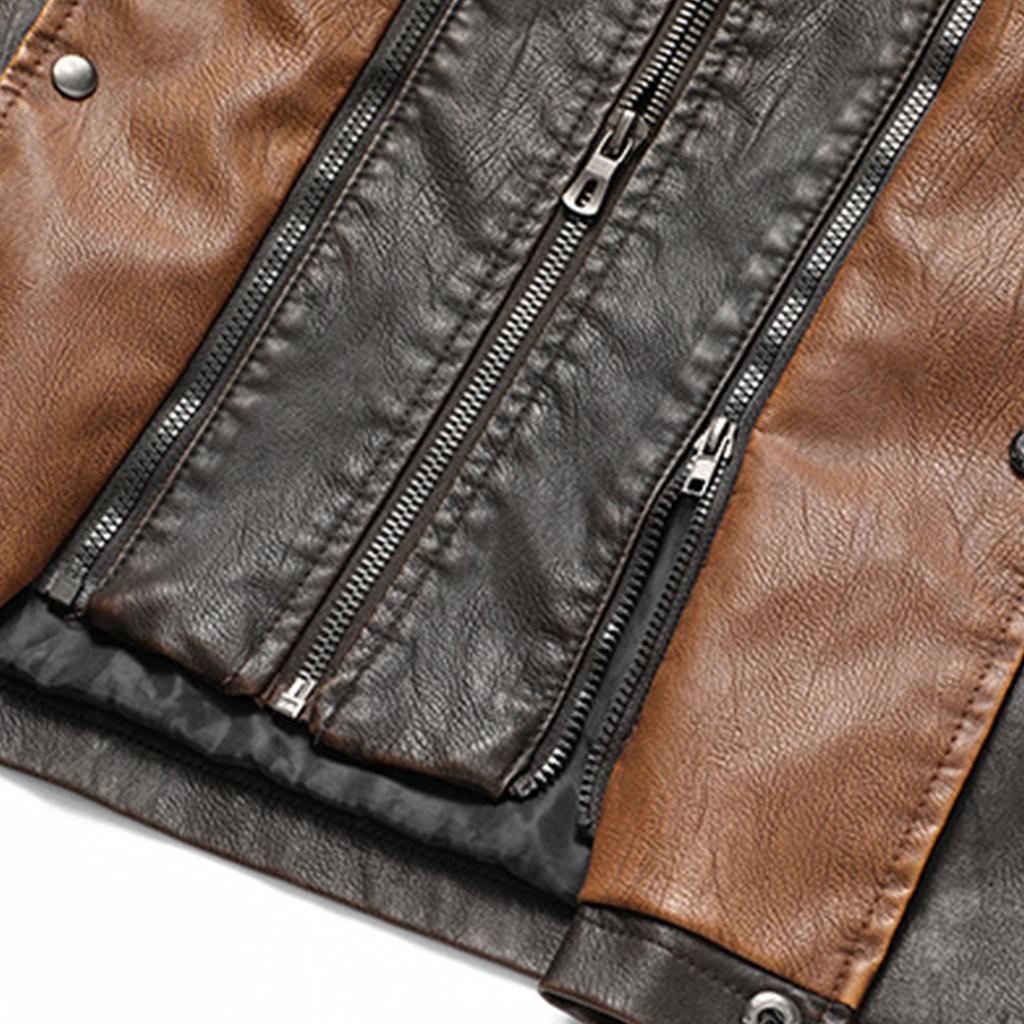 Men's Leather PU Vest Casual Retro Men's Jacket Trendy Work Vest Jacket