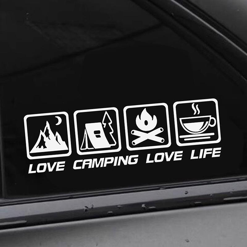 Love Camping, Love Life. Car Sticker Decoration Waterproof For Window And Bumper Stickers Of Cars, Trucks And Motorcycles