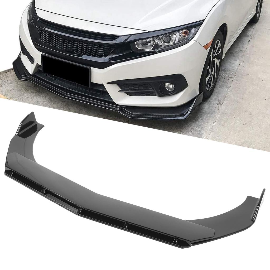3Pcs Universal Front Bumper Lip Spoiler 3‑Section Body Diffuser Chin Kit Glossy Balck