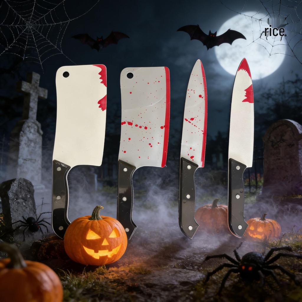Halloween Bloody Fake Knife Masquerade Prop - Blood-Splattered Plastic Kitchen Simulation