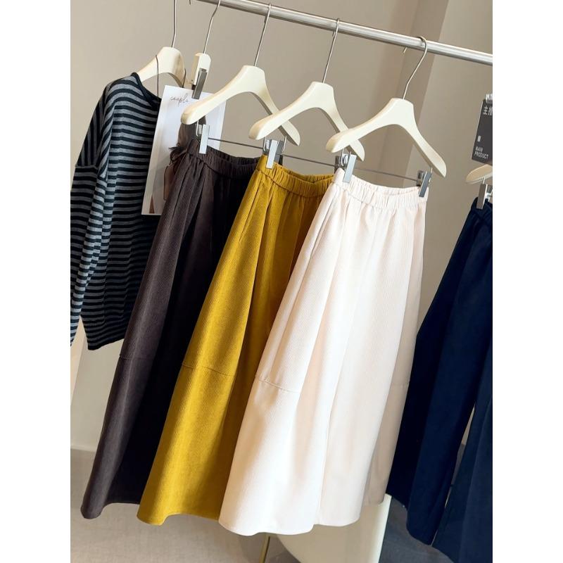 Neue hohe Taille lockere Mode vielseitig weites Bein lässige Acht-Punkt-Hose Damen Herbst und Winter Cordhosen