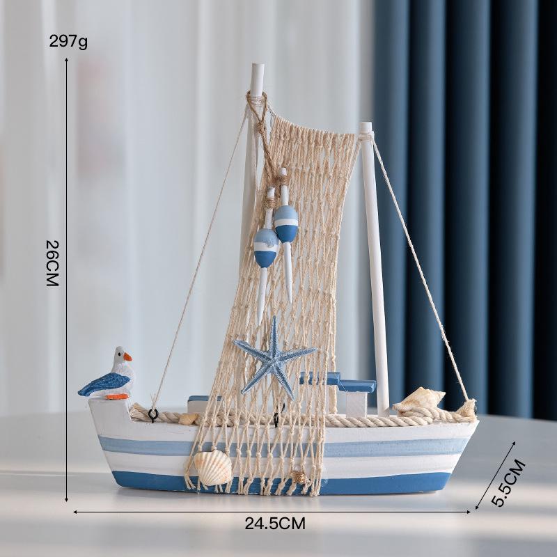 Porzellan Segelschiff Modell im mediterranen Stil - Kreative Holz Heimdeko Ornamente