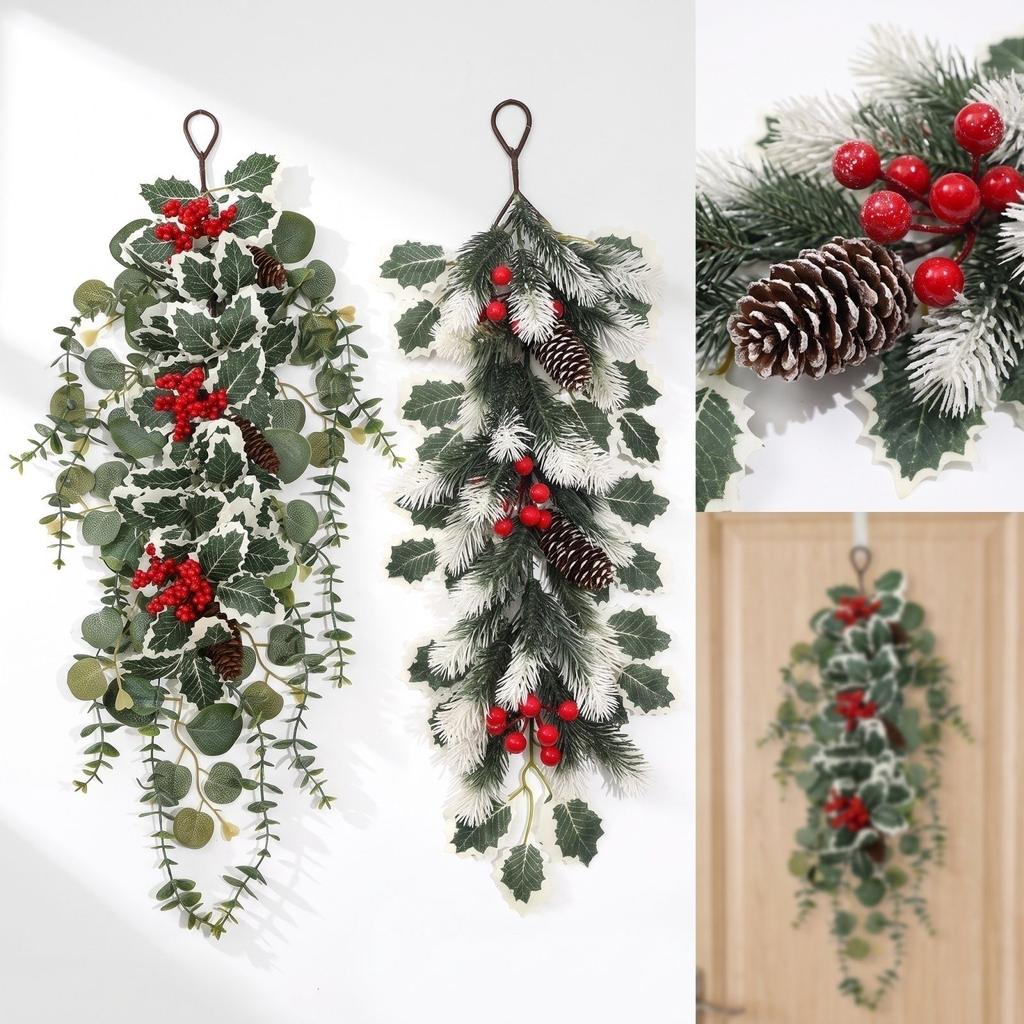 Artificial Christmas Wall Hanging for Home Entryway Window Festive Holiday Decor