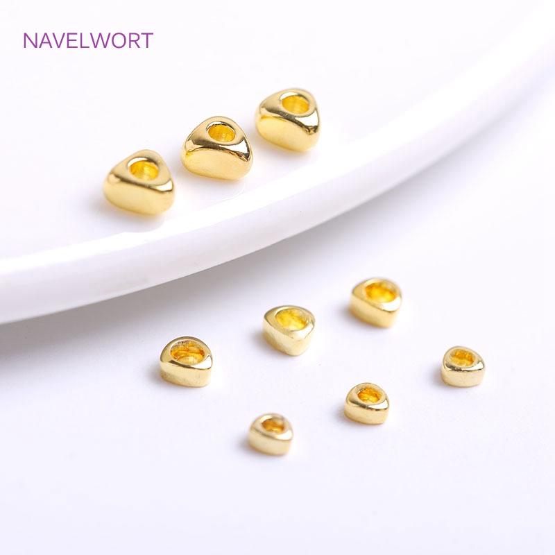 Trendy 18K Gold Plated Brass Triangular Beads Smooth Spacer Beads Supplies For Jewellery Making DIY Handmade Crafts Wholesale