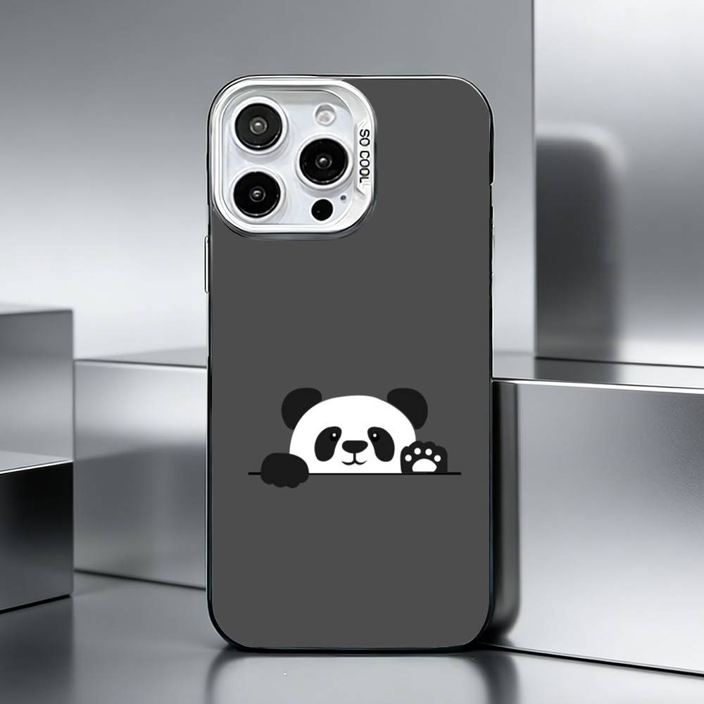 P-Panda illustration Phone Case For iPhone 17,16,15,14,13,12,11 Plus,Pro Max,XS,Colored silver phone case