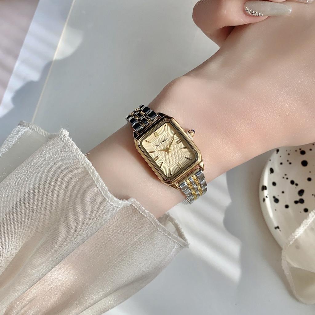 Ceas Simplu Pătrat Femei Navetă Zilnică Curea Oțel Ceas Mic Auriu Ceas Quartz High-end Stil Mediu și Antic