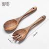 Natural Wood Kitchen Utensil Set  Eco-Friendly Cooking Tools Incl Skimmer Spoon Salad Scoop Non-Stick Rice Colander for Soup