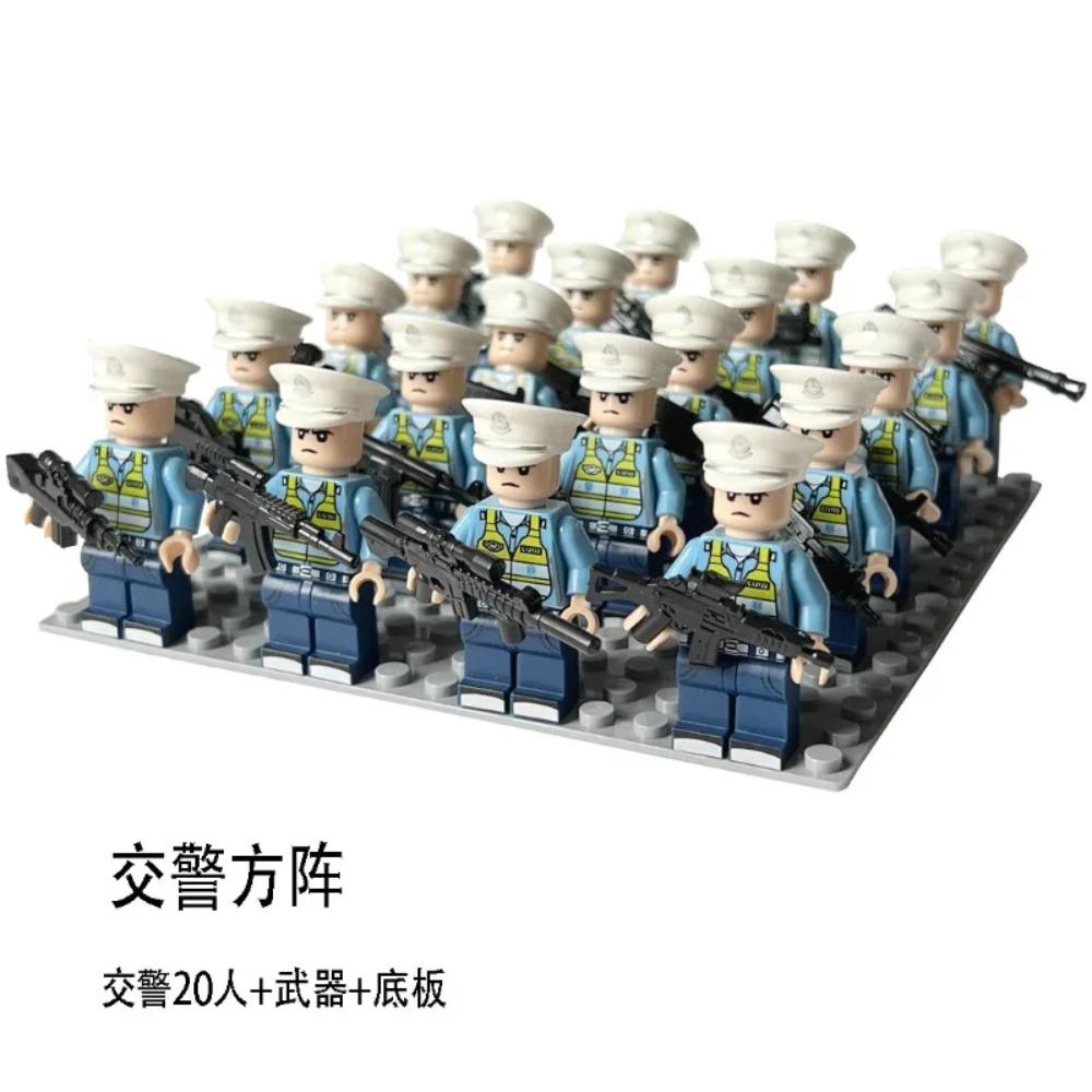 Bausteinpuppe Polizei fängt Dieb Verkehr China Kunststoff Baustein Spielzeug Junge Geburtstagsgeschenk