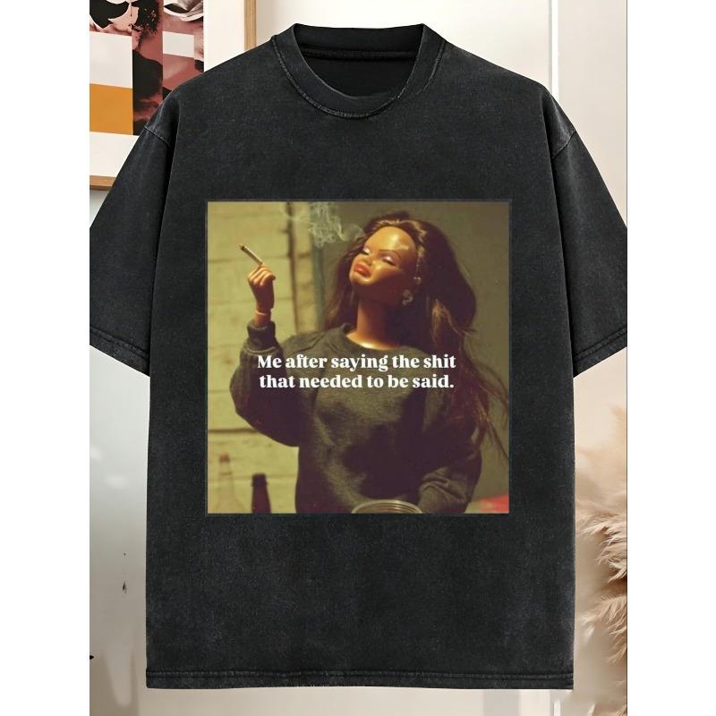 

European sizes Viral Internet T-Shirt Featuring a Distressed Doll Face Meme, a Cringy Yet Humorous Graphic Tee with a Vintage 90S Style S чёрный