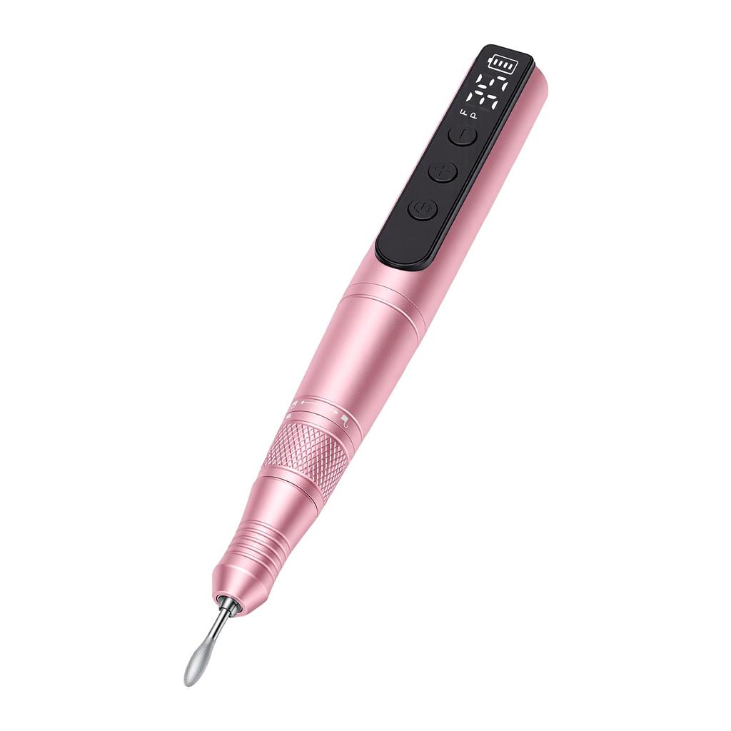 Nail Drill Rechargeable Cordless Adjustable Speed Portable Electric Nail Grinder for Manicure Pedicure Home Salon Pink