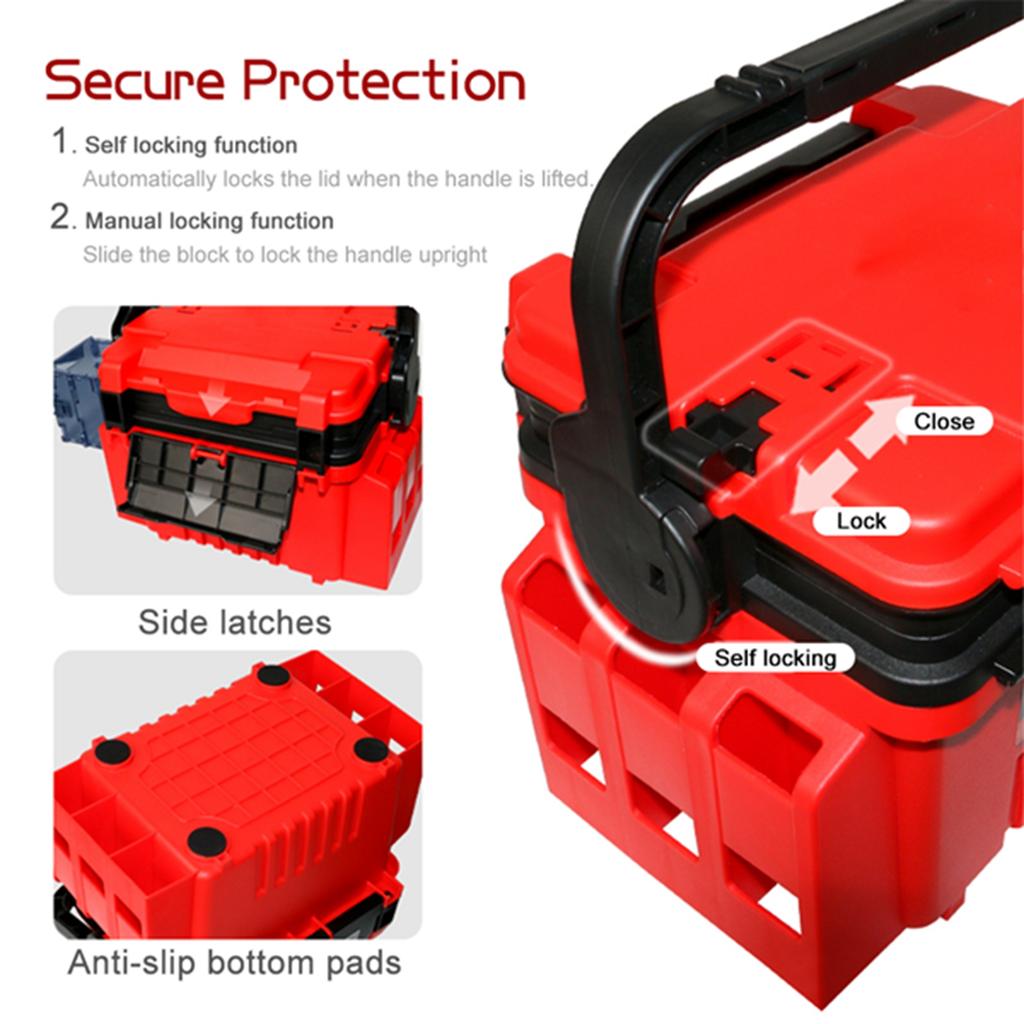 Fishing Box Travel Fishing Case Box with Bottle Holder and Rod Stands Tubes