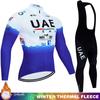 Kompletní cyklistika 2024 UAE Winter Thermal Fleece Jersey Tricuta Man Road Pánské oblečení Set Mtb Team Cyklistické kalhoty Oblečení