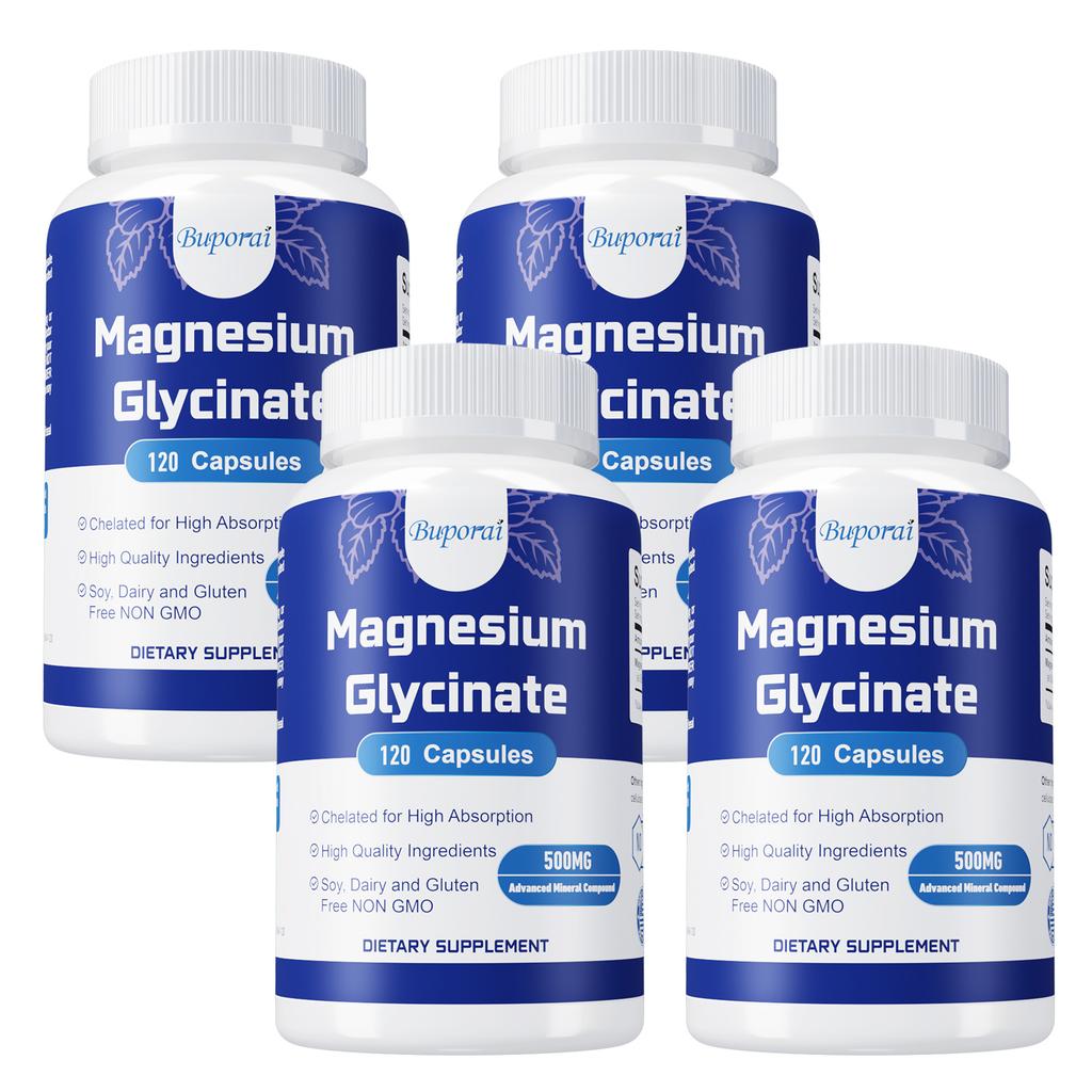 Magnesiumglycin-Kapseln, hoher Gehalt, 500 mg, Nahrungsergänzungsmittel, geeignet für Männer und Frauen.