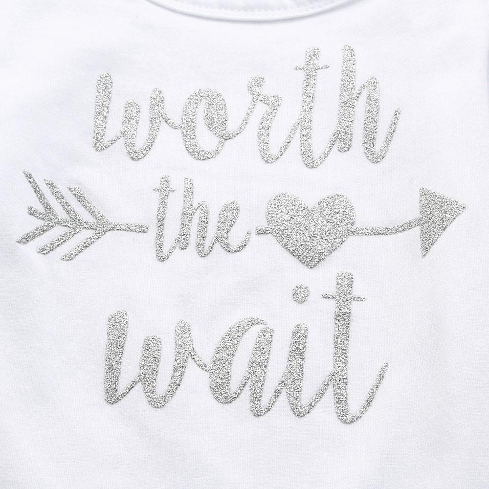 Novorozenecká kojenecká dívčí kombinéza Legíny Letter Romper 3ks Outfits Set