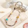 GEMCHIC Women's Bohemian Seashell Beaded Necklace, Vintage Earth Tone Beach Jewelry with Turquoise and Amber Accents