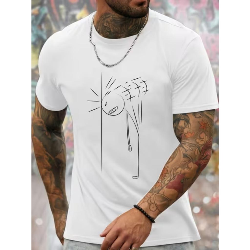 New Summer Men's Fashion T-shirt Personality Geometric Pattern Printed Men's T-shirt Top