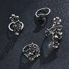 4 Pièces/Ensemble Bague Vigne Feuille Fleur Forêt Vintage Punk Sculptée Antique Bague Midi Doigt Femmes Anneaux Bohèmes Pour Hommes Bijoux Cadeaux