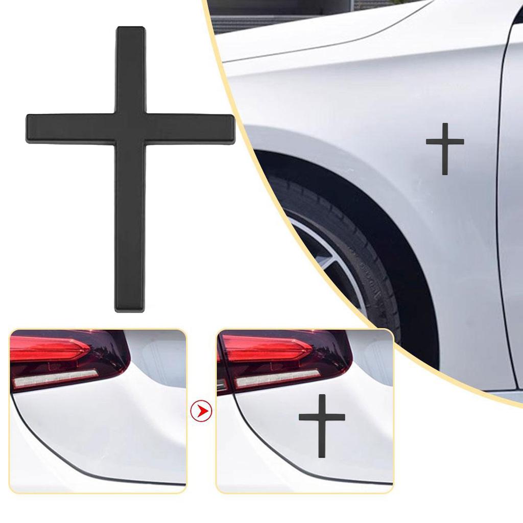 Cross Model Car Stickers Durable Zinc Alloy 3D Waterproof Scratch Cover for Auto Body Decoration