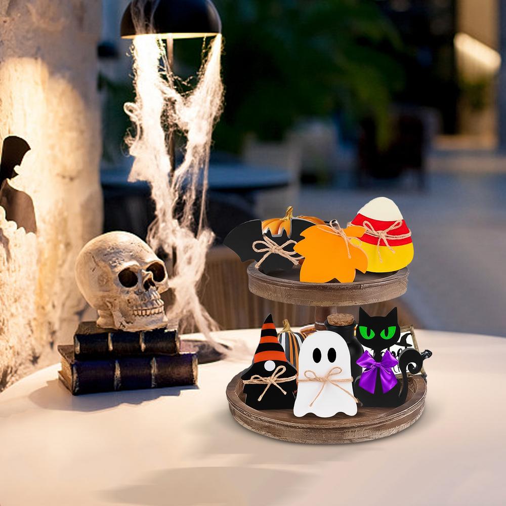 Halloween Tiered Tray Decor Set Cute Sign Ghost Halloween Theme Party For Home Decoration