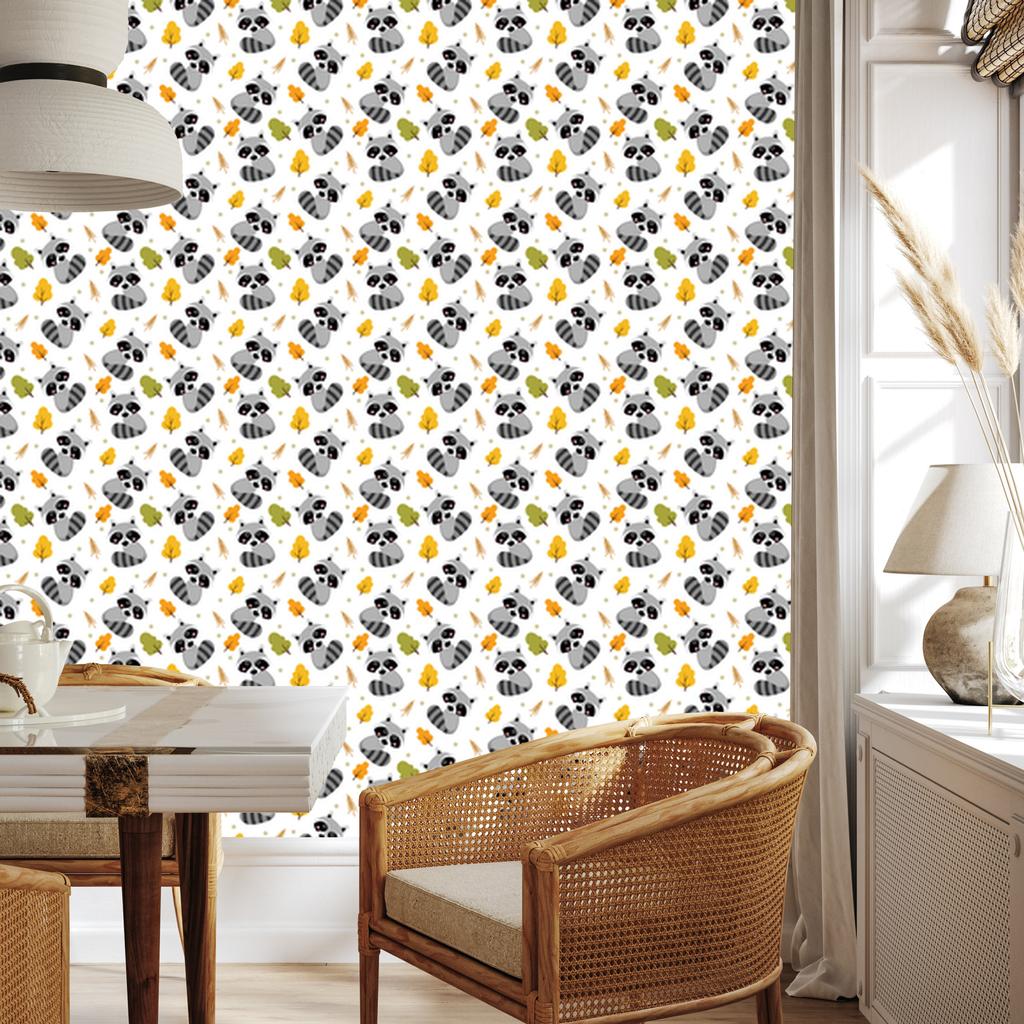 Foxes Wallpaper White and Gray for Living Room and Bedroom 50x1000
