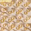 DIEYURO 316L Stainless Steel Golden Hollow Round Beads Earrings For Women New Fashion Personality Ear Studs Jewelry Party Gift