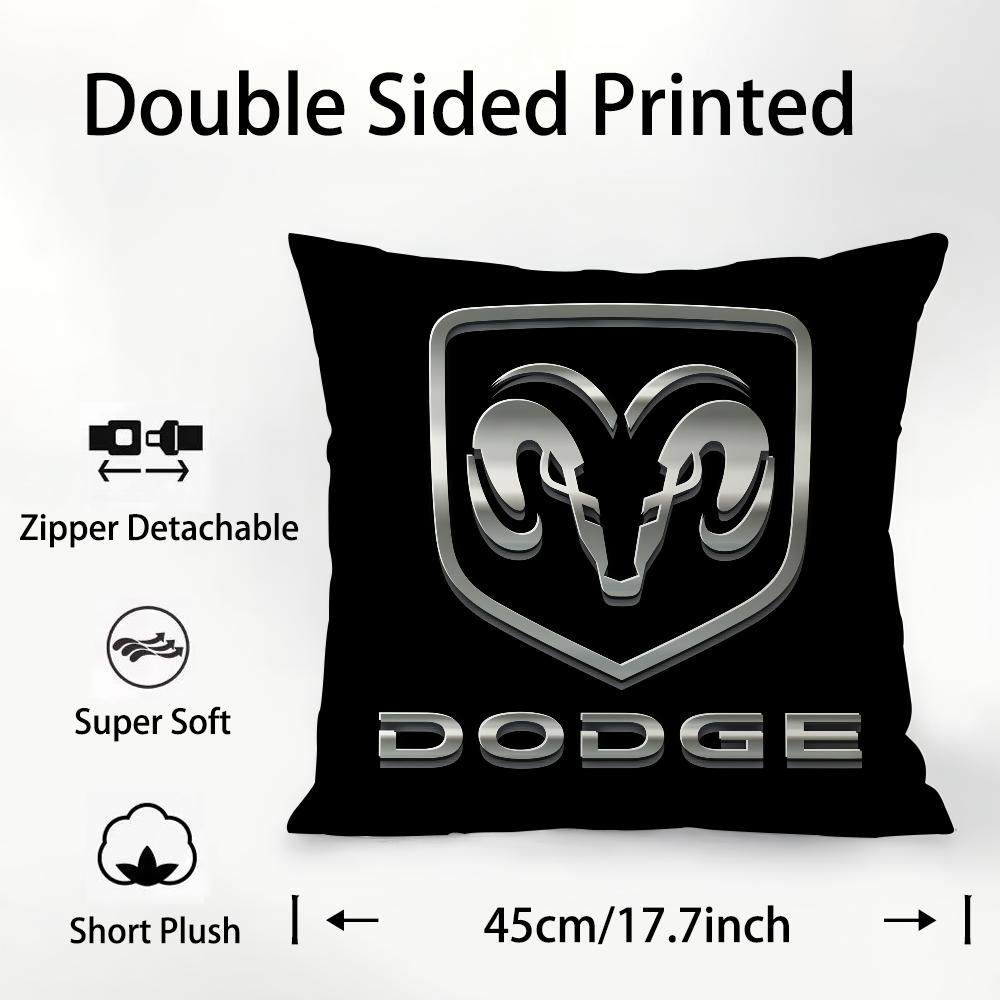 

D-Dodges Наволочка з логотипом автомобіля Плюшева тканина М який Двосторонній друк Наволочка для диванної подушки Накидка Наволочки 18x18Inch