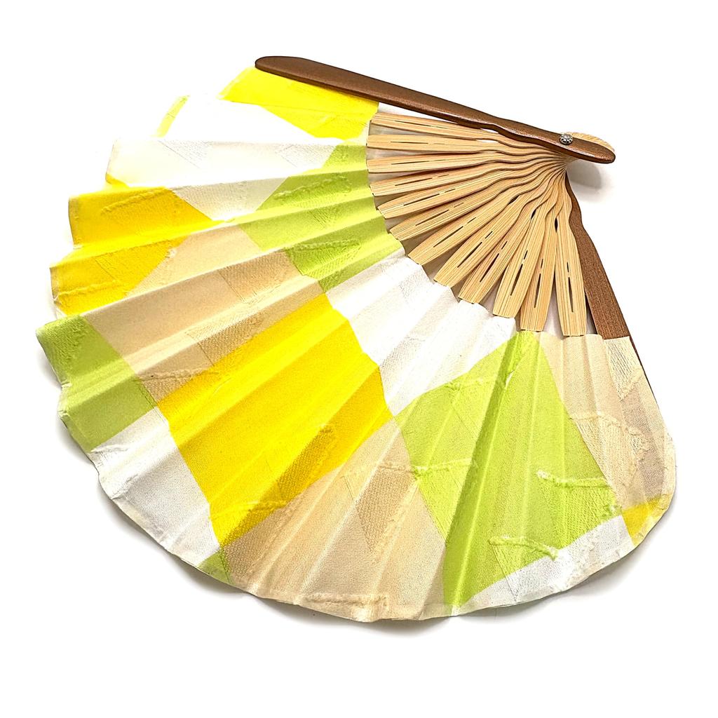 [Hanakanzashi] Women's Folding Fan Set with Fan Pouch - Stylish and Cute Business Fan with Gift Box (Yellow)