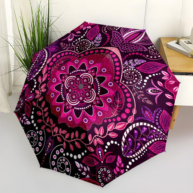 

Vibrant Mandala Patterned Rug: Bohemian Style Home DecorUmbrella, Portable 3-Fold Umbrella for Men & Women,Christmas Gift ES155