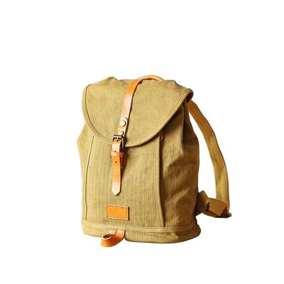 IOKI HAPU Canvas and Genuine Leather Backpack with Back Water Rucksack Pocket, Repellent, Mother's Bag, (green)