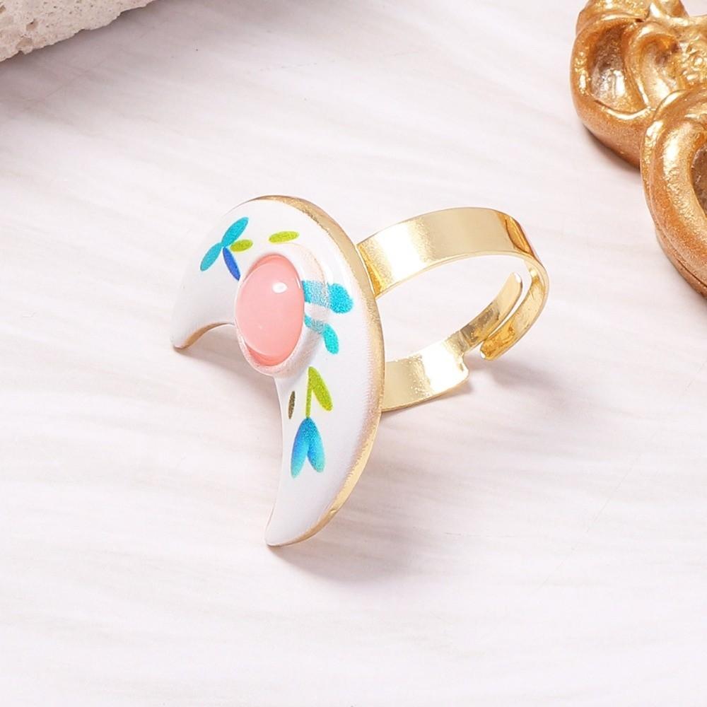 Simple Elegant Drip Oil Ring Round Heart Adjustable Ring Zinc Zinc Alloy Flower Open Ring Date Night