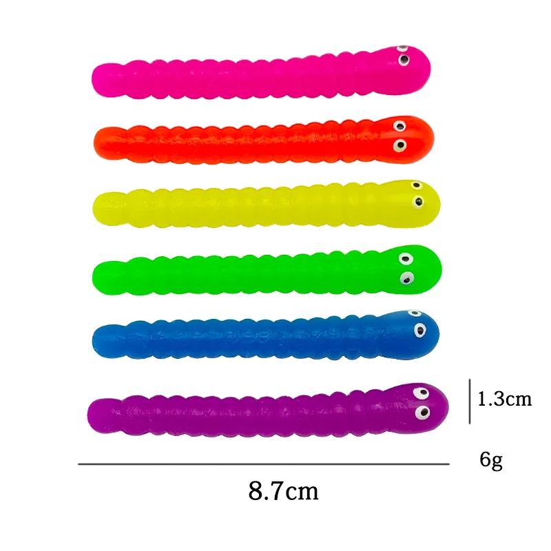 5PCS Caterpillar Pull Worm Fidget Toys Stretch String TPR Rope Sensory Stress Relief Anti Anxiety Toys for Autism ADHD
