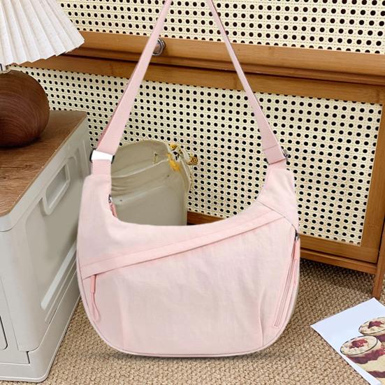 Einfarbige Hobo-Tasche, tragbare Halbmond-Umhängetasche mit Reißverschluss, Umhängetasche für Reisen, Büro, Einkaufen