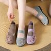 New Purple Knit Loafer Women's Ethnic Embroidered Elastic Band Casual Shoes Soft Walking Mary Janes Flats Woman Mom Travel Shoes