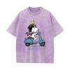 XH+80 MINISO 2026 Estate Lavaggio Vintage Stampato Cotone Puro Stile Spalla Uomo e Donna Girocollo Manica Corta Maglietta per Coppia